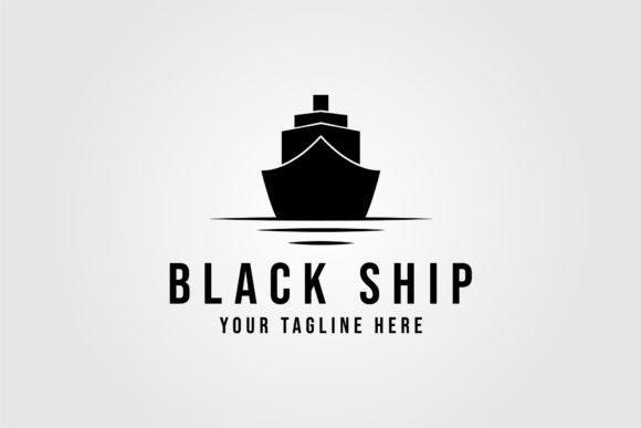 Black Ship Logo Design Icon Vector