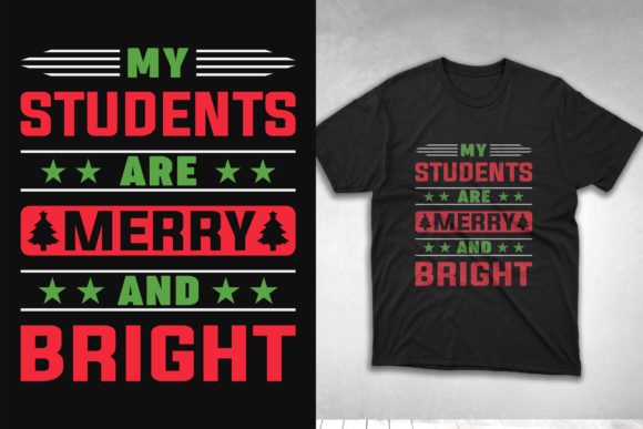 CHRISTMAS T-SHIRT DESIGN MERRY and BRIGH