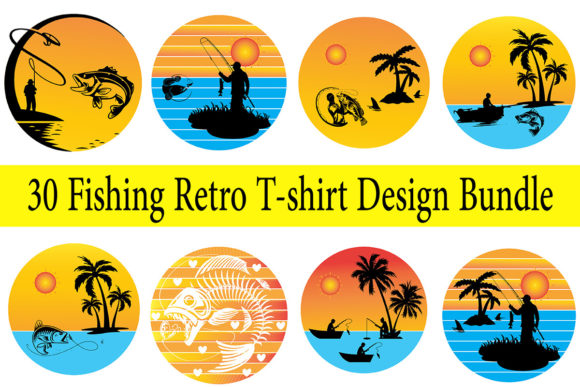 Fishing Retro T-Shirt Design Bundle