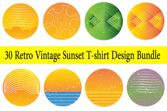 Retro Vintage Sunset T-Shirt Design Bundle
