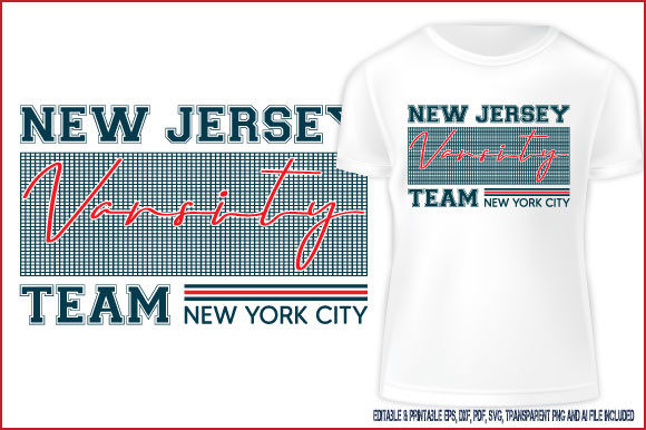 T-shirt Design New Jersey Varsity Team