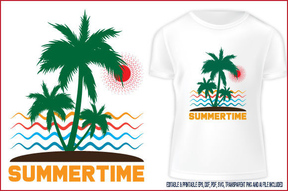 T-shirt Design Summer Time Vector