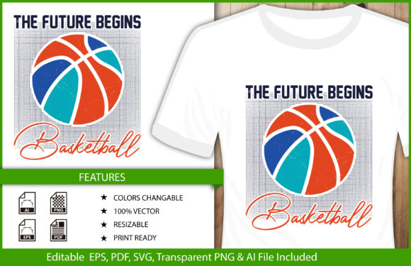 T-shirt Design the Future Begins Basket