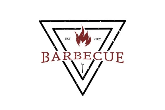 Vintage Logo Rustic BBQ Grill Barbecue